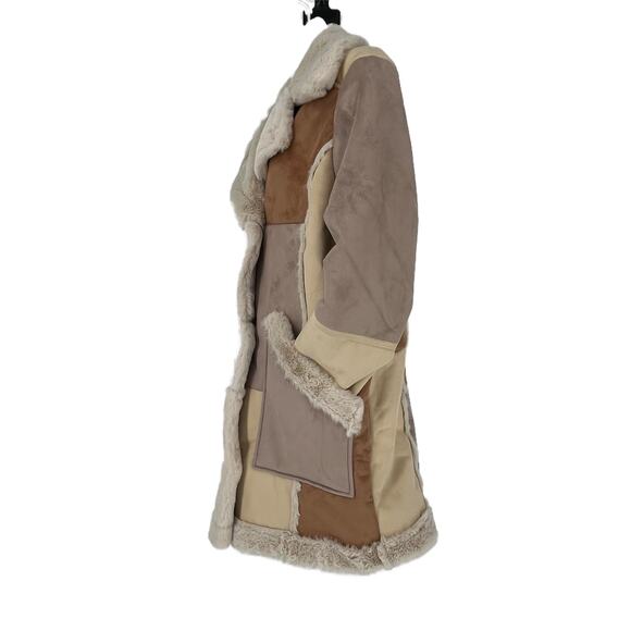 Hollister Faux Suede/Fur Coat in Tan Size Small - Picture 4 of 7